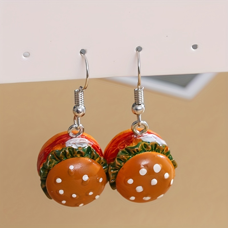 1 Pair Cute Hamburger Resin Drop Earrings display picture 3