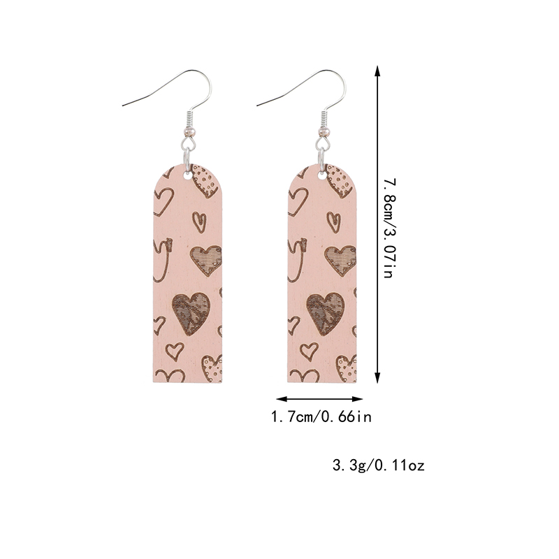 1 Pair Simple Style Heart Shape Wood Drop Earrings display picture 1
