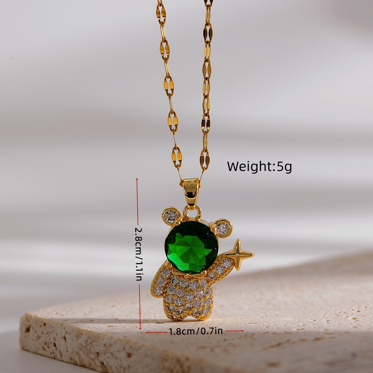 Ig Style Cute Cartoon Bear Copper Plating Inlay Zircon 18k Gold Plated Pendant Necklace display picture 7