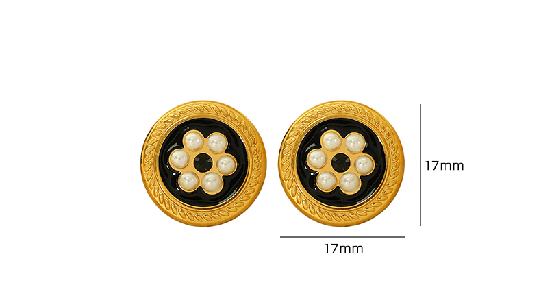 1 Pair Elegant Vintage Style Simple Style Round Plating Inlay Titanium Steel Artificial Pearls 18k Gold Plated Ear Studs display picture 9