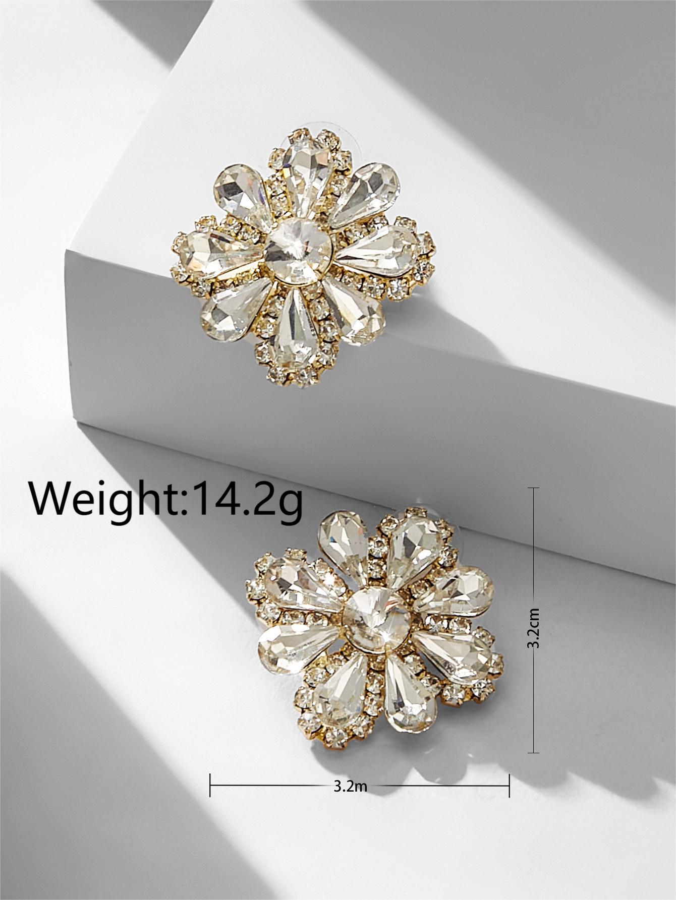 1 Par Elegante Estilo Simple Flor Embutido Aleación Diamantes De Imitación Artificiales Pendientes display picture 3