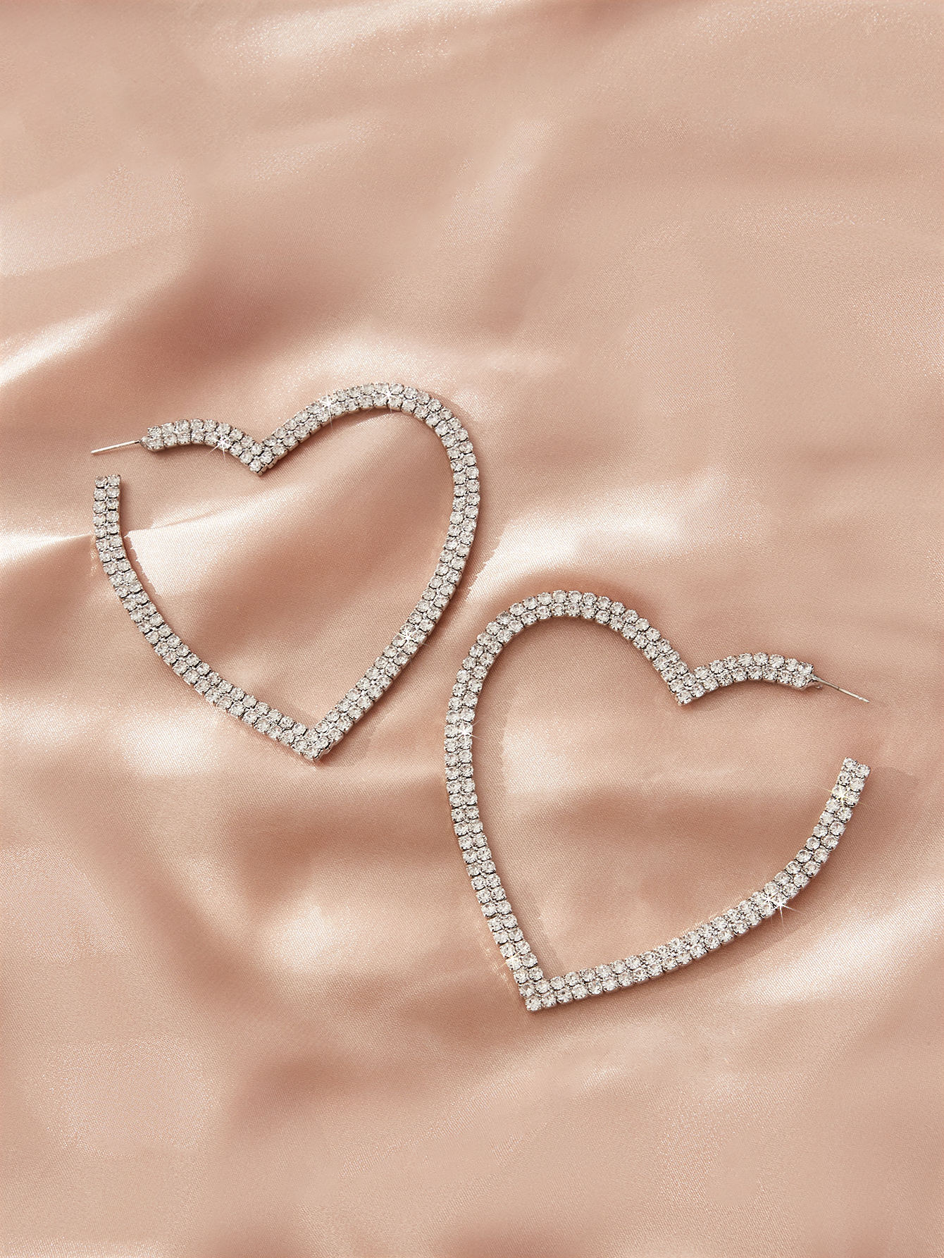 1 Pair Elegant Simple Style Korean Style Heart Shape Inlay Alloy Artificial Rhinestones Earrings display picture 1