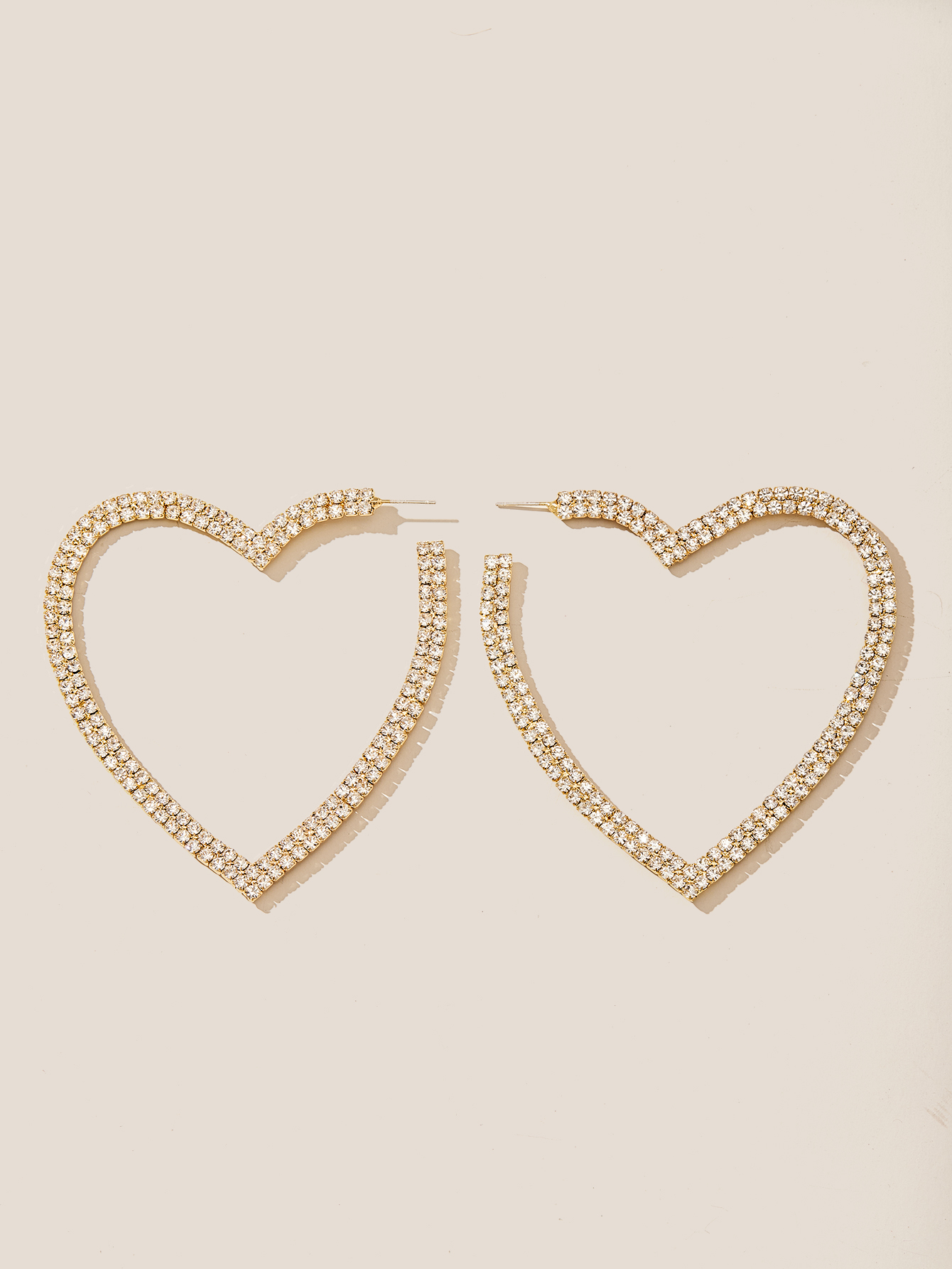 1 Pair Elegant Simple Style Korean Style Heart Shape Inlay Alloy Artificial Rhinestones Earrings display picture 6
