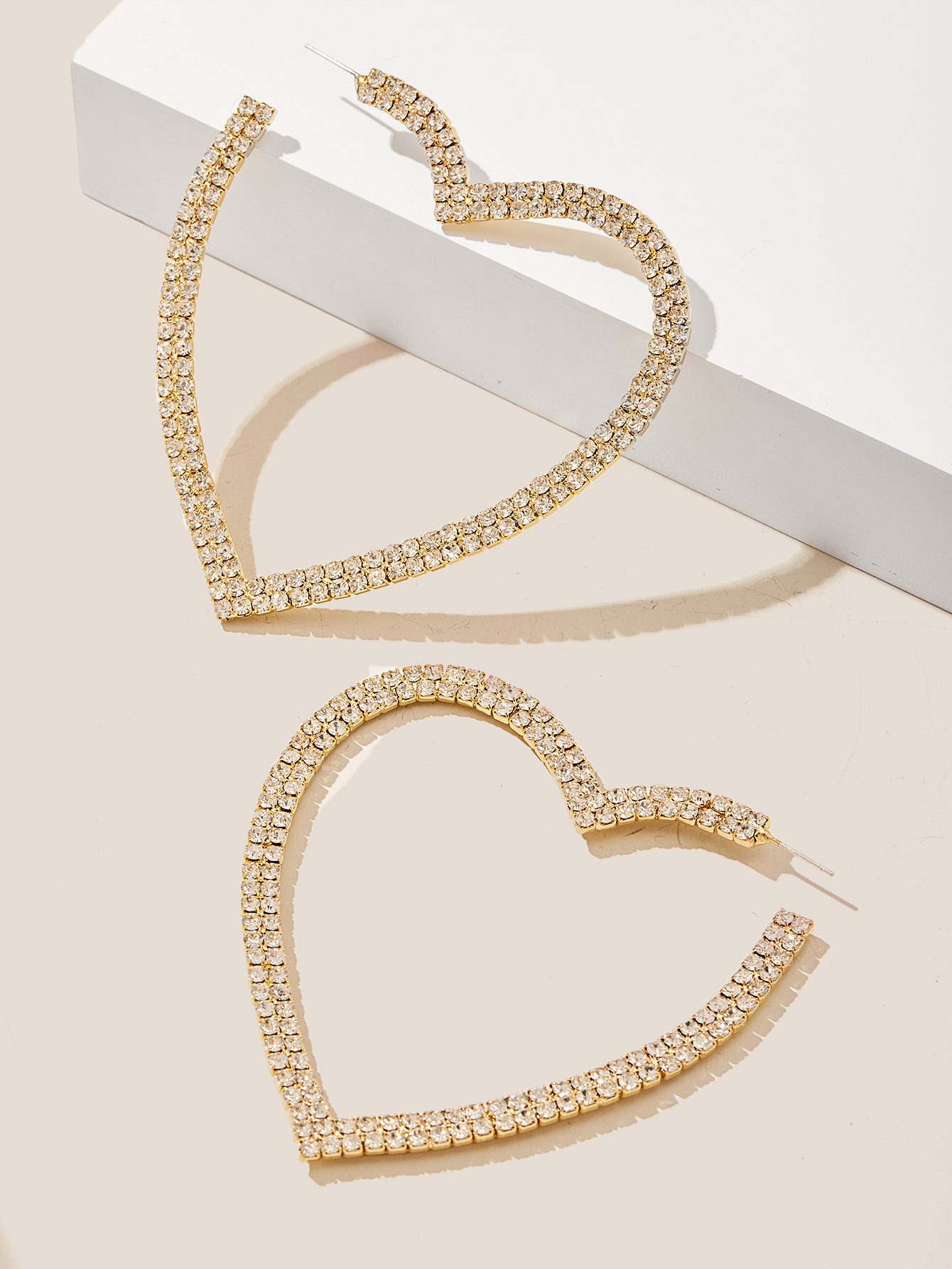 1 Pair Elegant Simple Style Korean Style Heart Shape Inlay Alloy Artificial Rhinestones Earrings display picture 7