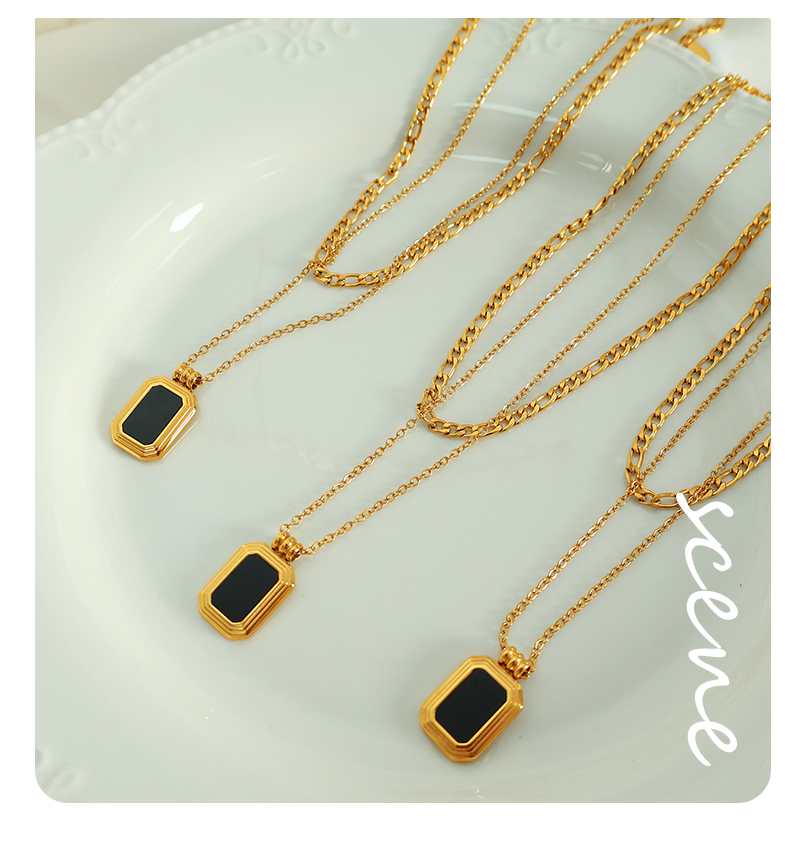Vintage Style Simple Style Square Arylic Titanium Steel Plating 18k Gold Plated Women's Necklace display picture 4