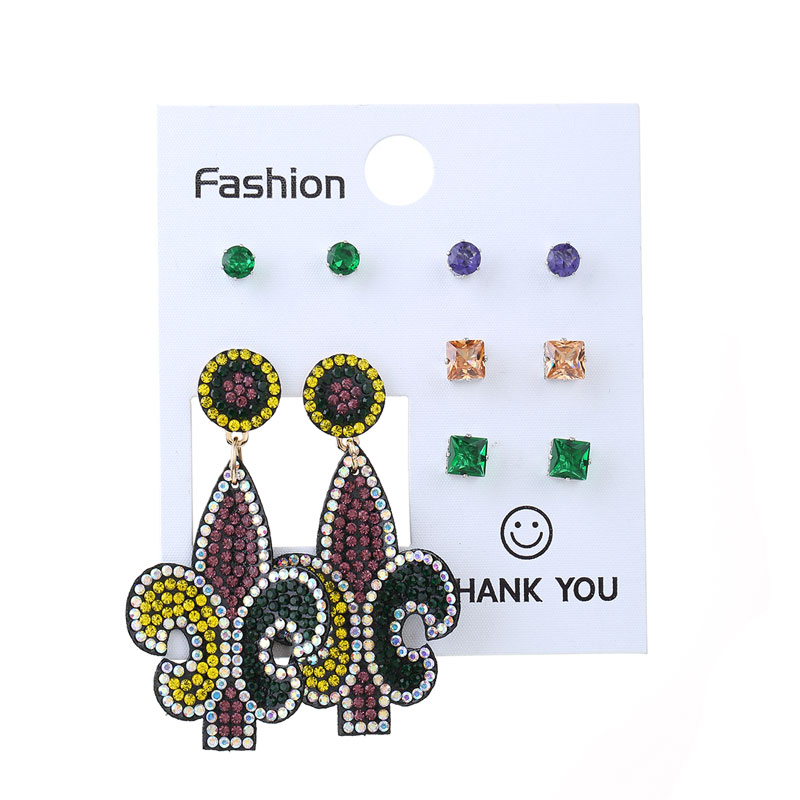 Wholesale Jewelry Commute Shiny Shamrock Letter Alloy Cloth Rhinestones Inlay Drop Earrings display picture 5