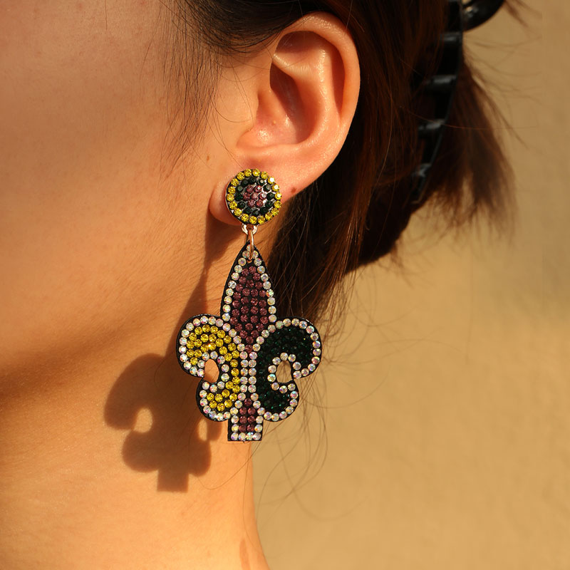 Wholesale Jewelry Commute Shiny Heart Shape Flower Alloy Cloth Rhinestones Inlay Earrings display picture 6