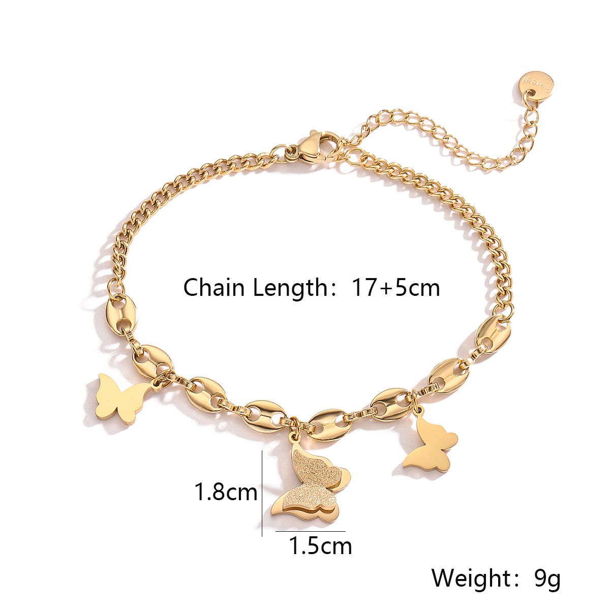 Simple Style Butterfly 304 Stainless Steel 18K Gold Plated Bracelets In Bulk display picture 1