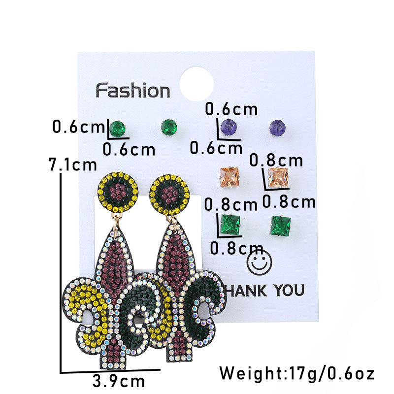 Wholesale Jewelry Commute Shiny Shamrock Letter Alloy Cloth Rhinestones Inlay Drop Earrings display picture 11