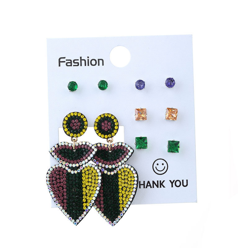 Wholesale Jewelry Commute Shiny Shamrock Letter Alloy Cloth Rhinestones Inlay Drop Earrings display picture 15