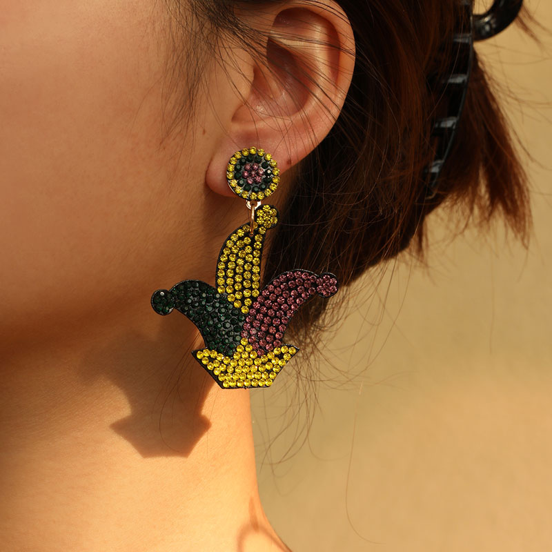 Wholesale Jewelry Commute Shiny Heart Shape Flower Alloy Cloth Rhinestones Inlay Earrings display picture 5