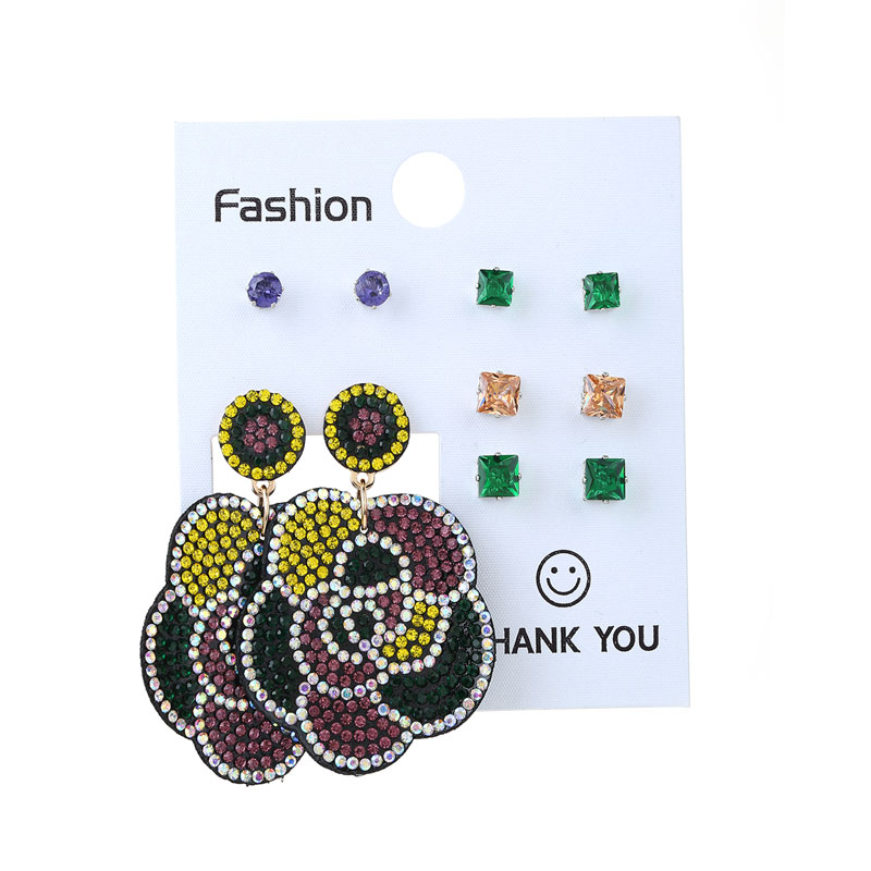Wholesale Jewelry Commute Shiny Shamrock Letter Alloy Cloth Rhinestones Inlay Drop Earrings display picture 30