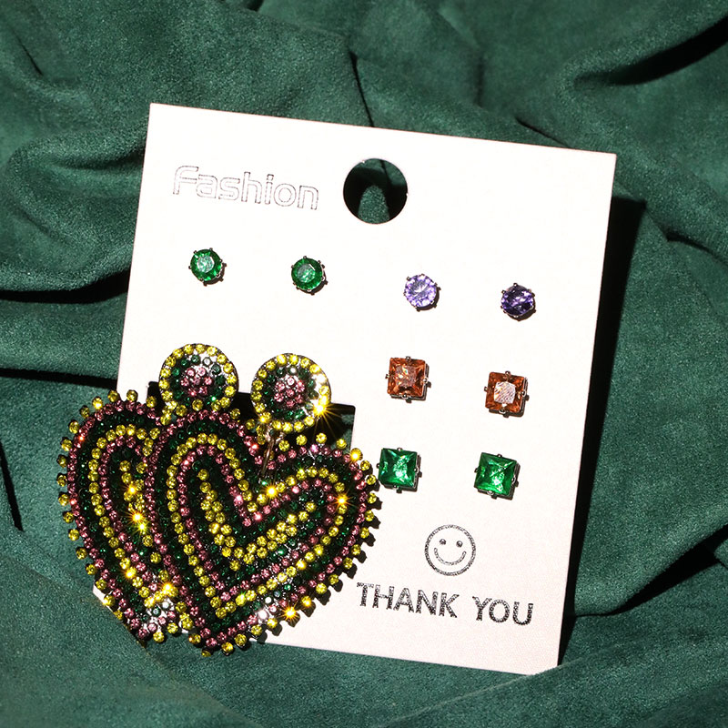 Wholesale Jewelry Commute Shiny Shamrock Letter Alloy Cloth Rhinestones Inlay Drop Earrings display picture 24
