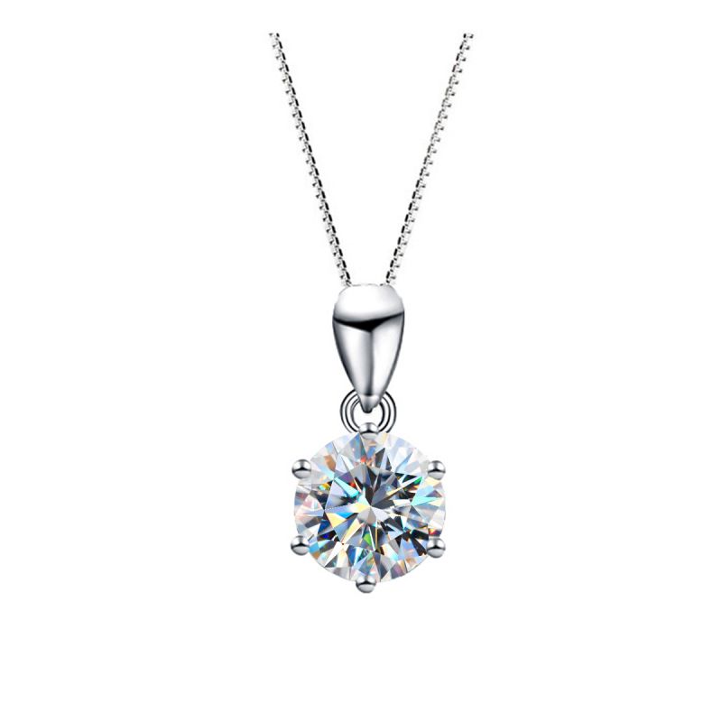 Casual Solid Color Sterling Silver Plating Inlay Moissanite White Gold Plated Necklace display picture 1