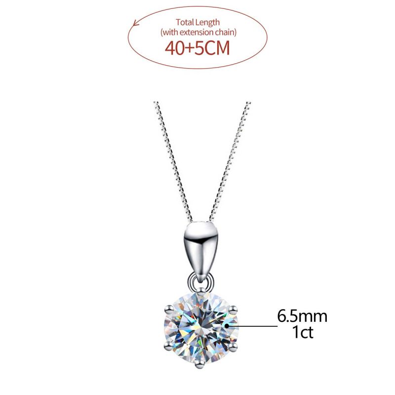 Casual Solid Color Sterling Silver Plating Inlay Moissanite White Gold Plated Necklace display picture 2