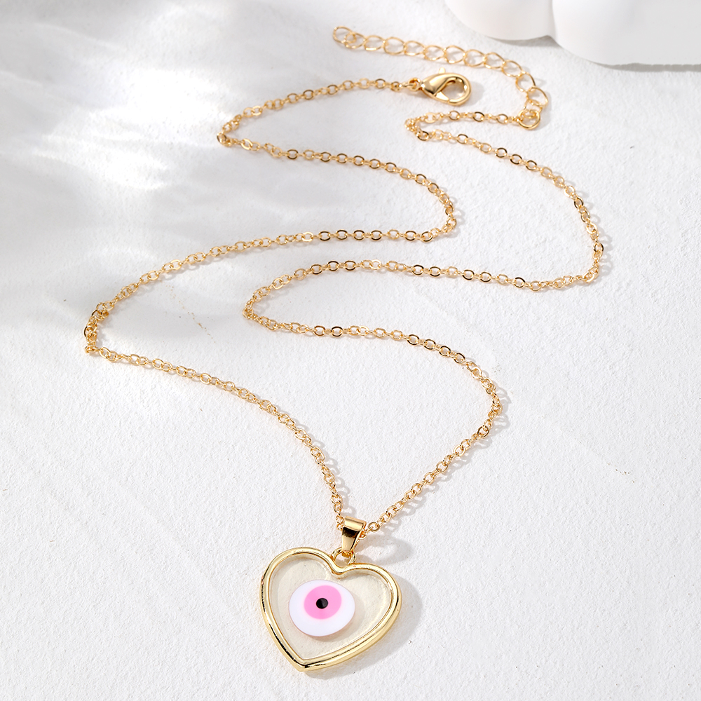 Casual Simple Style Heart Shape Eye Alloy Resin Women's Pendant Necklace display picture 8