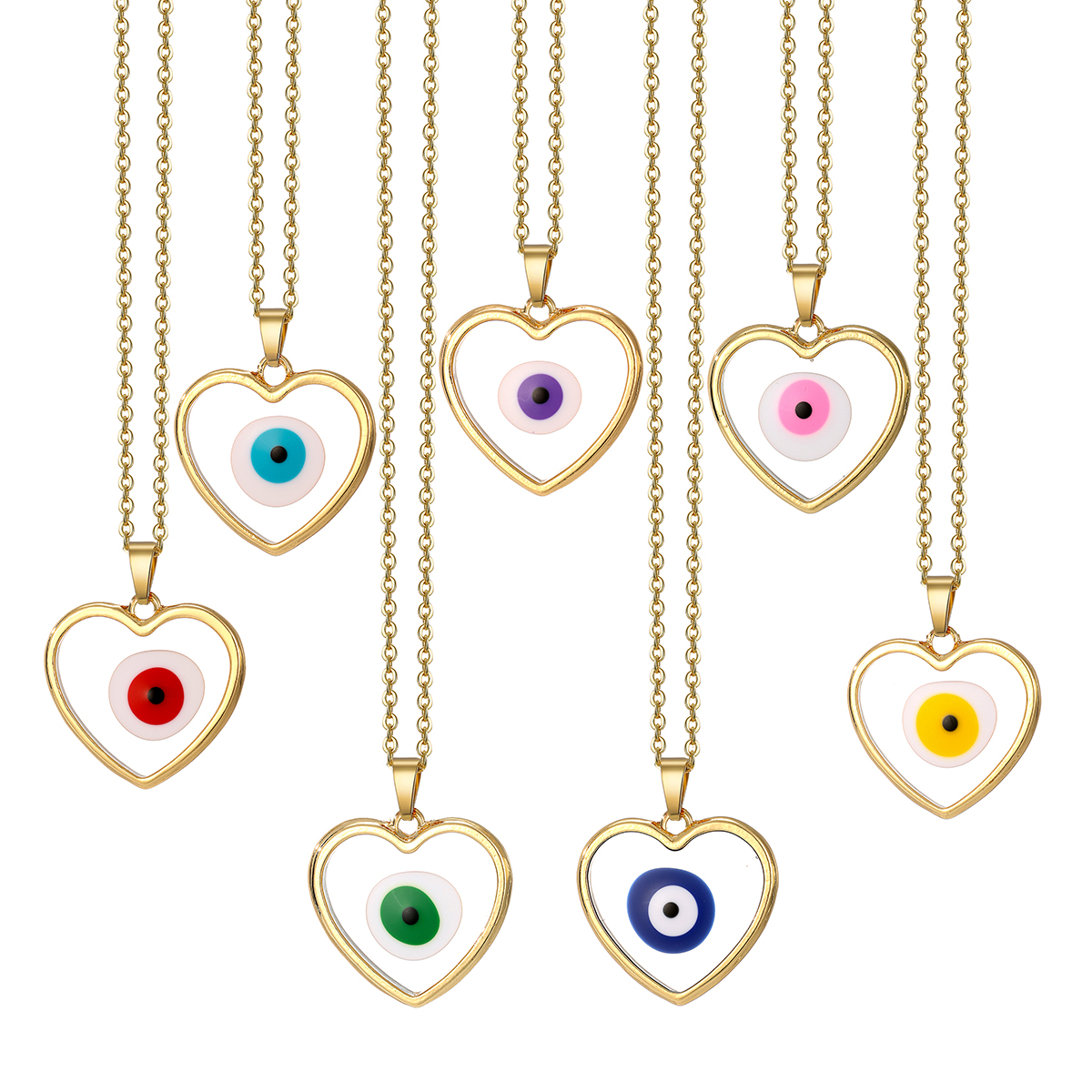 Casual Simple Style Heart Shape Eye Alloy Resin Women's Pendant Necklace display picture 7