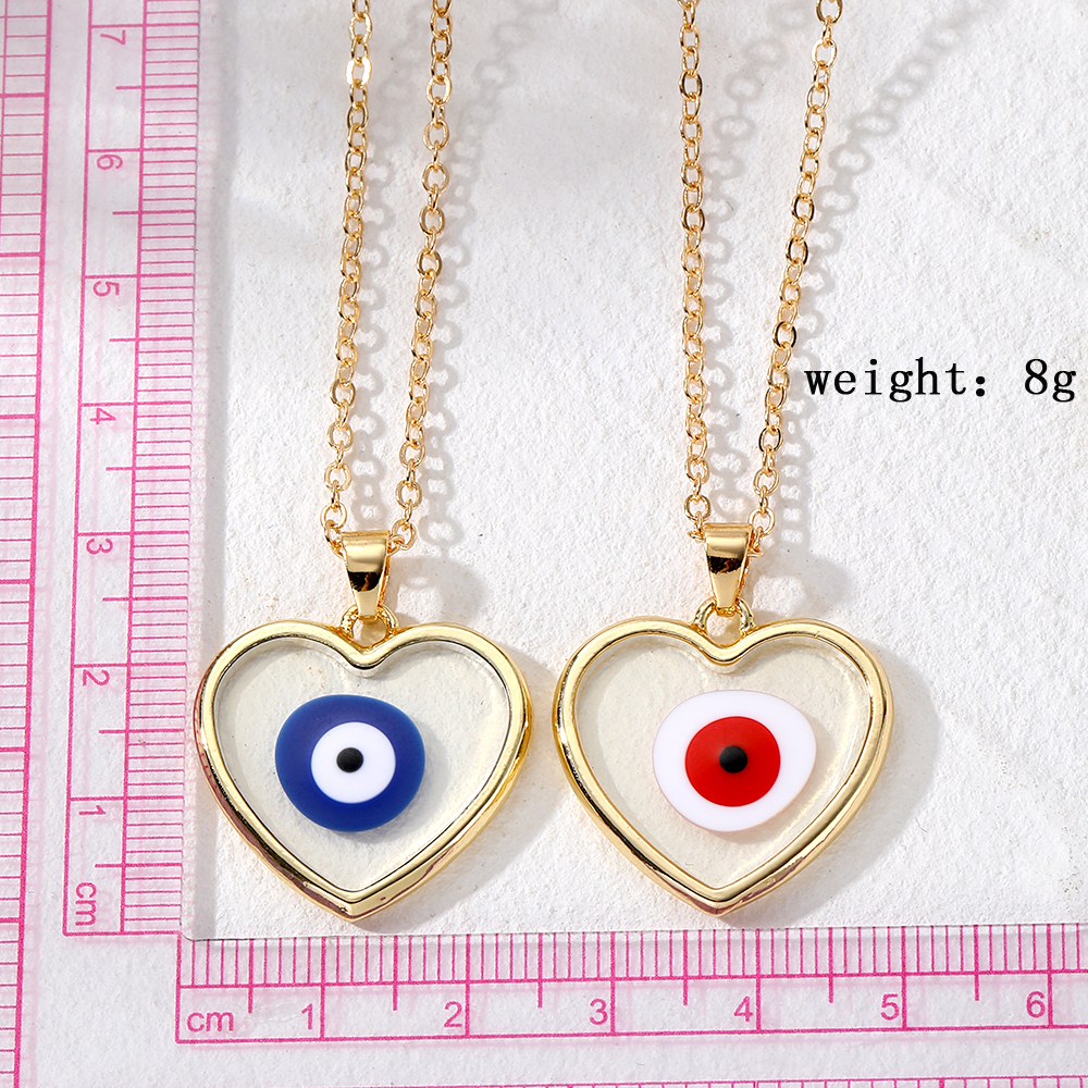 Casual Simple Style Heart Shape Eye Alloy Resin Women's Pendant Necklace display picture 9