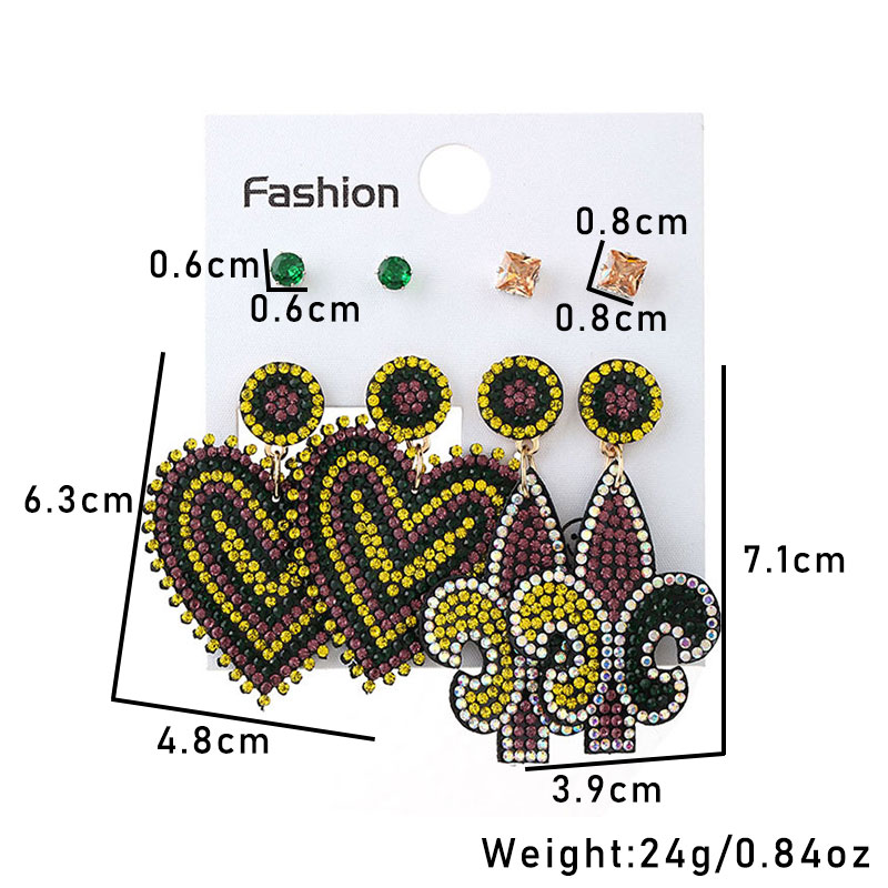 Wholesale Jewelry Commute Shiny Heart Shape Flower Alloy Cloth Rhinestones Inlay Earrings display picture 9