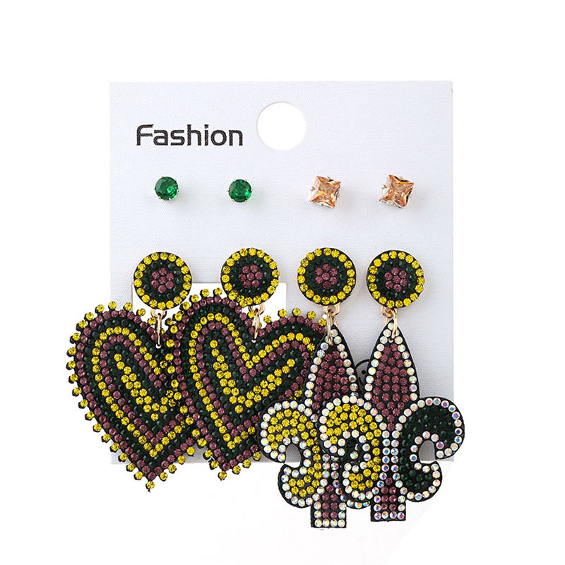 Wholesale Jewelry Commute Shiny Heart Shape Flower Alloy Cloth Rhinestones Inlay Earrings display picture 19