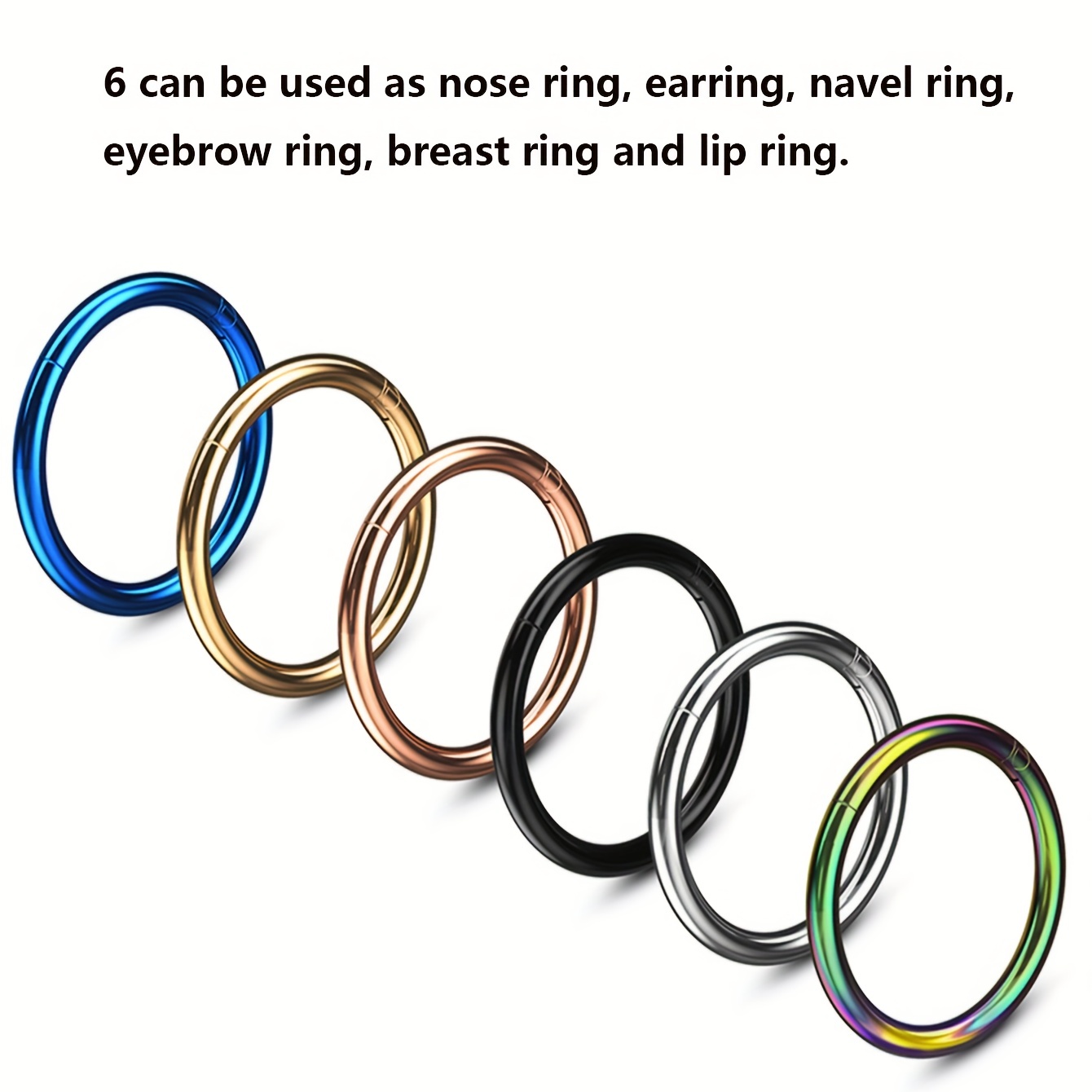 6 Pieces Lip Rings Simple Style Round Stainless Steel Plating 18K Gold Plated display picture 7