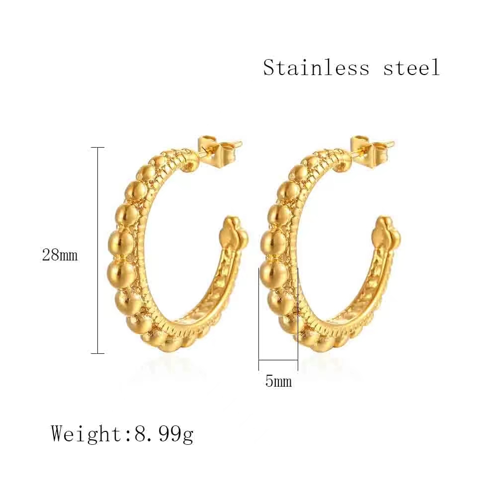 1 Pair Elegant Vintage Style French Style C Shape Polishing Plating 304 Stainless Steel 18K Gold Plated Earrings display picture 1