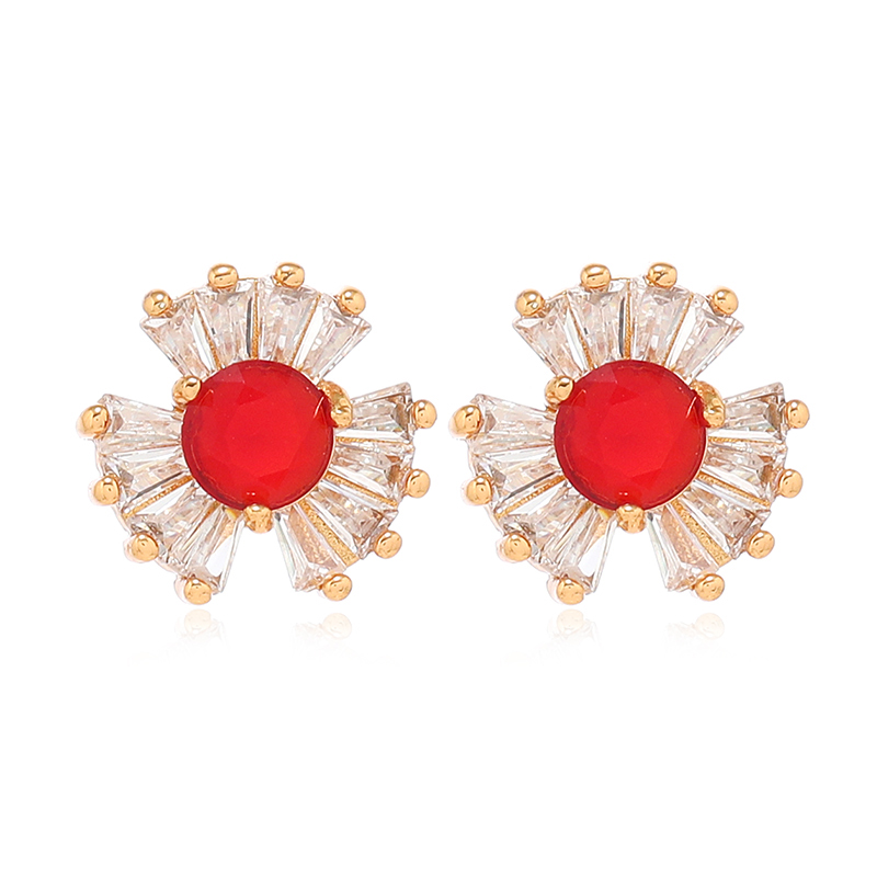 1 Pair Classic Style Round Plating Inlay Alloy Rhinestones Gold Plated Ear Studs display picture 1