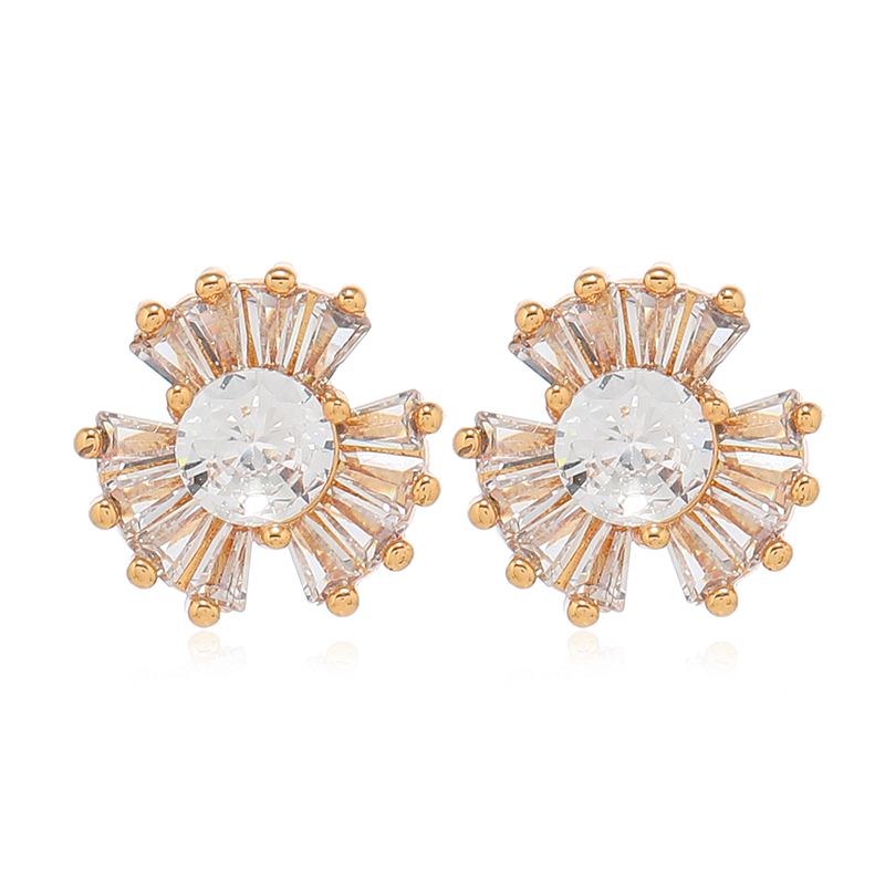 1 Pair Classic Style Round Plating Inlay Alloy Rhinestones Gold Plated Ear Studs display picture 3