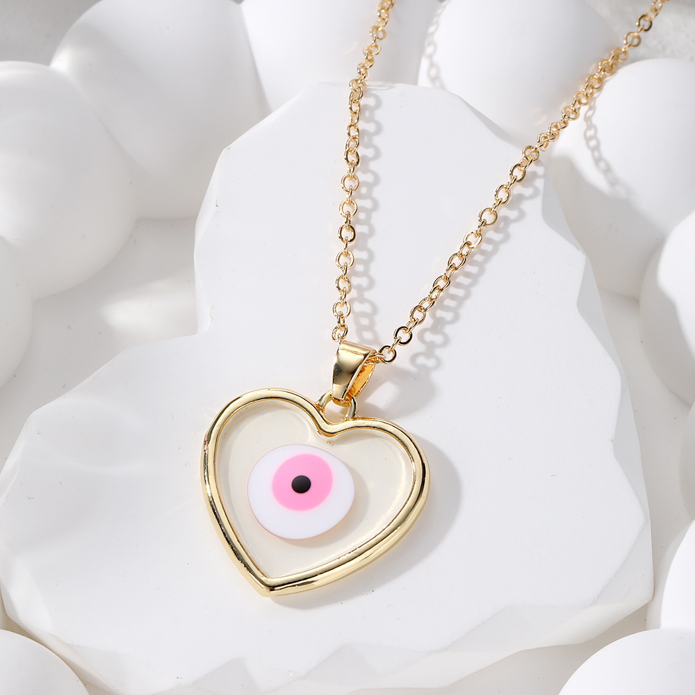Casual Simple Style Heart Shape Eye Alloy Resin Women's Pendant Necklace display picture 3