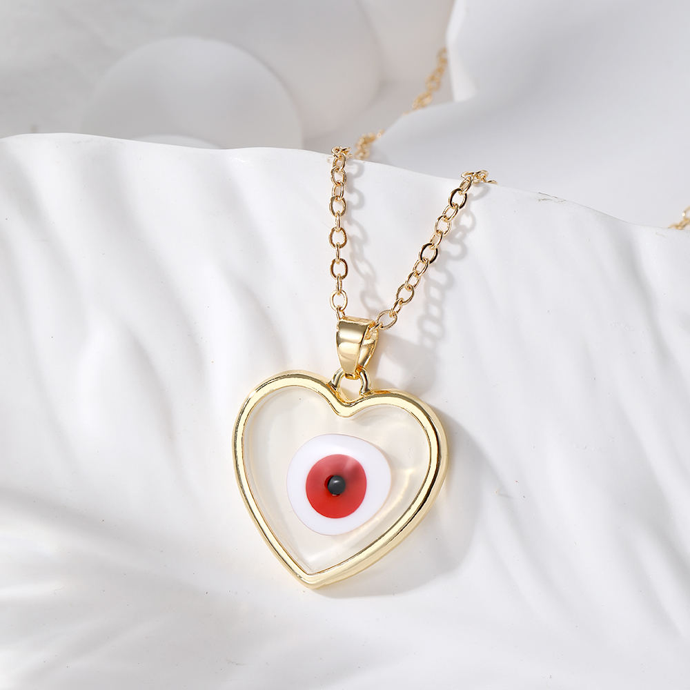 Casual Simple Style Heart Shape Eye Alloy Resin Women's Pendant Necklace display picture 5