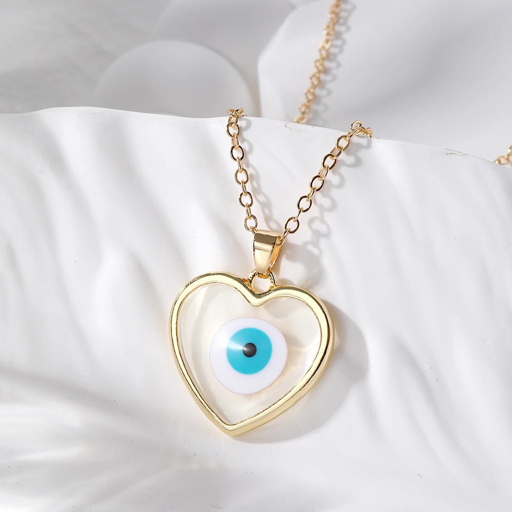 Casual Simple Style Heart Shape Eye Alloy Resin Women's Pendant Necklace display picture 1