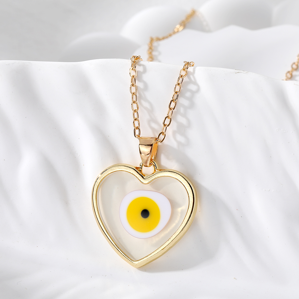 Casual Simple Style Heart Shape Eye Alloy Resin Women's Pendant Necklace display picture 2