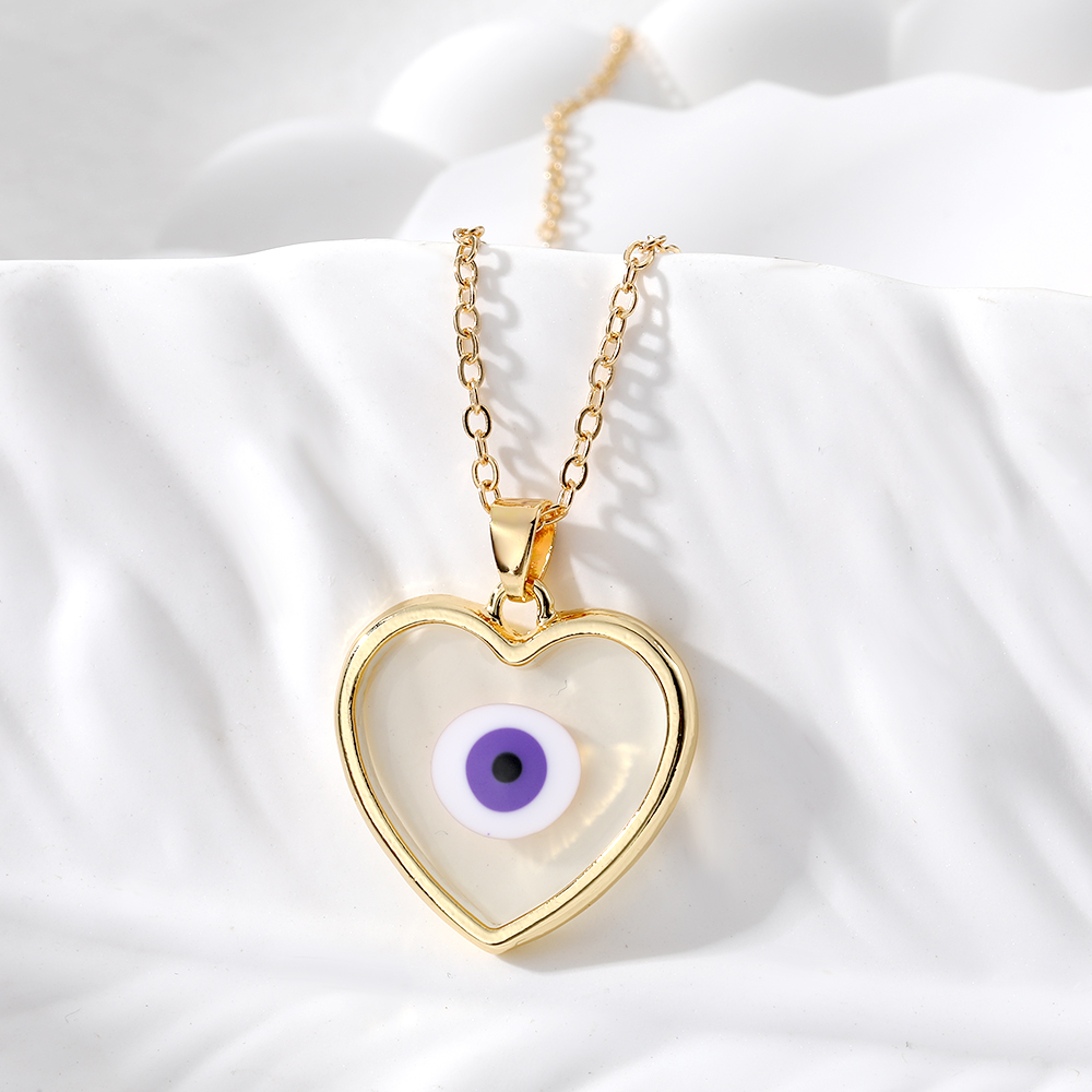 Casual Simple Style Heart Shape Eye Alloy Resin Women's Pendant Necklace display picture 6