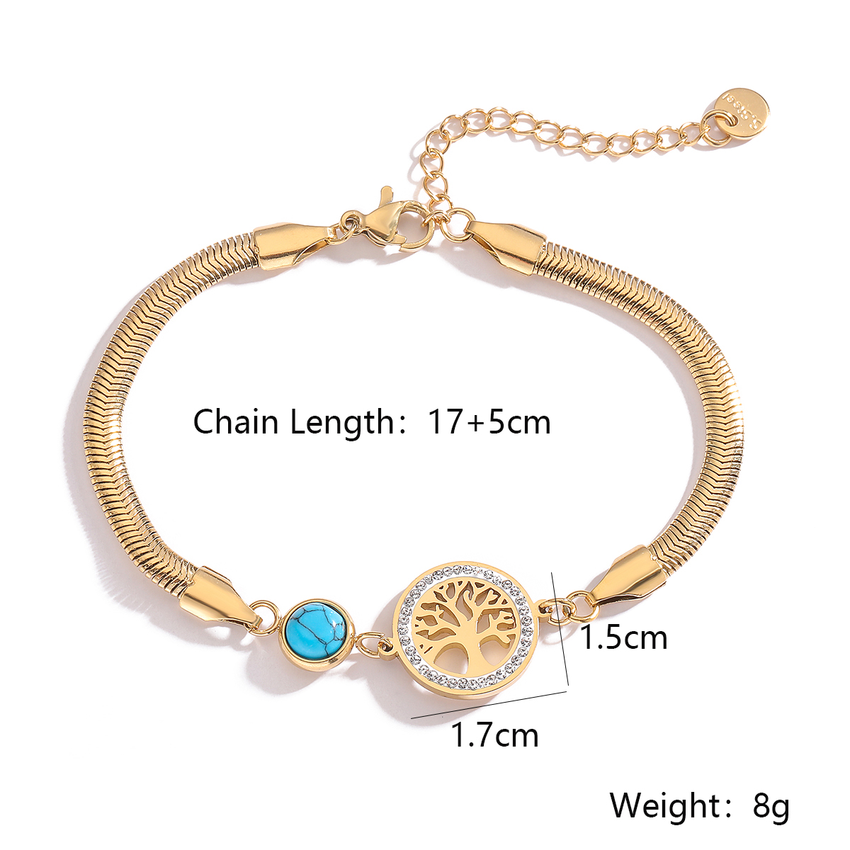 Simple Style Commute Tree Titanium Steel Plating Inlay Zircon 18k Gold Plated Bracelets display picture 2