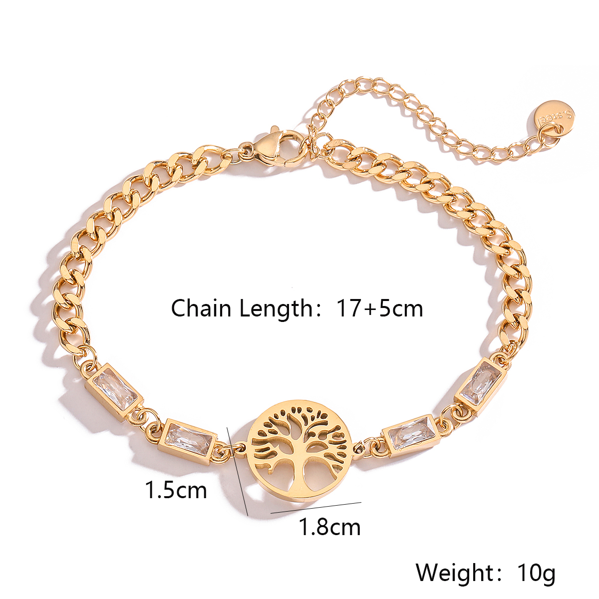 Simple Style Commute Tree Titanium Steel Plating Inlay Zircon 18k Gold Plated Bracelets display picture 1