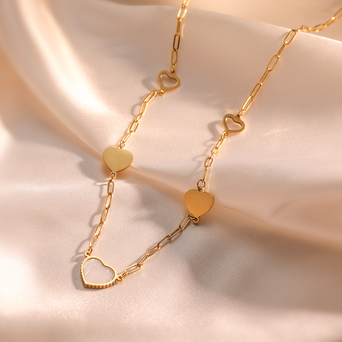 Edelstahl 304 18 Karat Vergoldet Einfacher Stil Pendeln Überzug Inlay Herzform Hülse Halskette display picture 4
