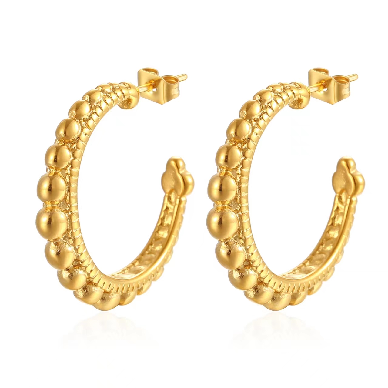 1 Pair Elegant Vintage Style French Style C Shape Polishing Plating 304 Stainless Steel 18K Gold Plated Earrings display picture 2