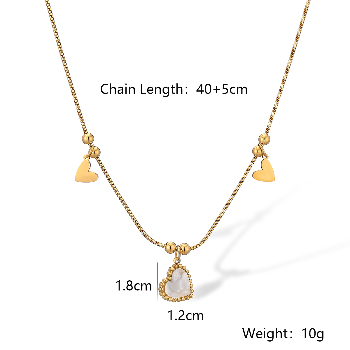 304 Stainless Steel 18K Gold Plated Simple Style Commute Plating Inlay Heart Shape Shell Necklace display picture 1
