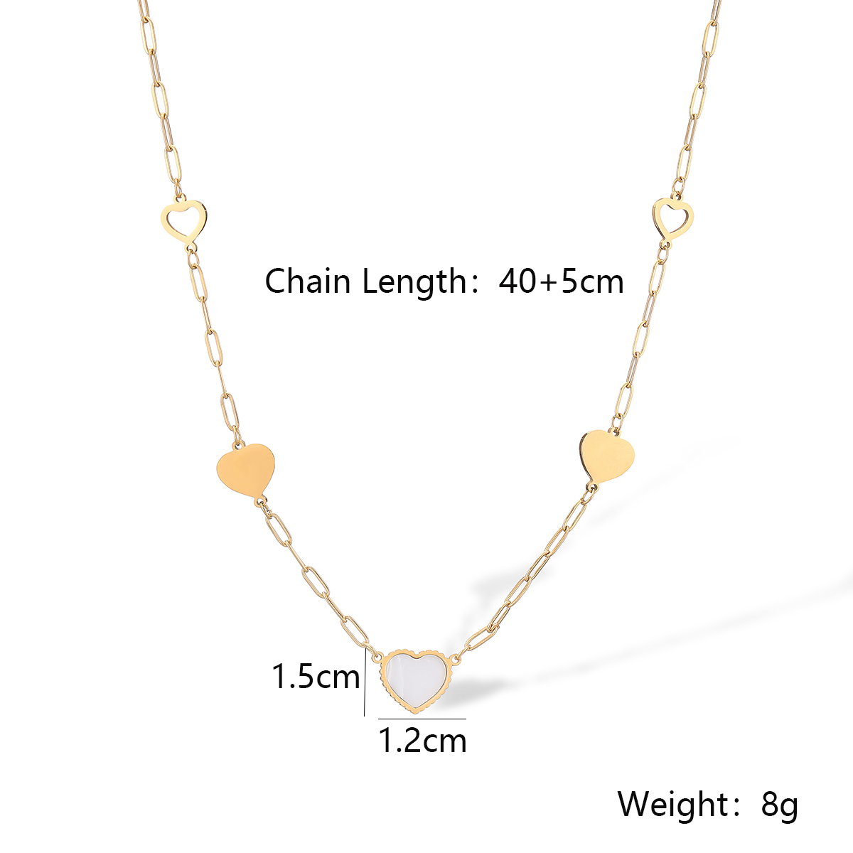 304 Stainless Steel 18K Gold Plated Simple Style Commute Plating Inlay Heart Shape Shell Necklace display picture 2