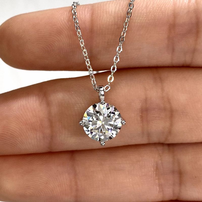 Casual Solid Color Sterling Silver Plating Inlay Moissanite Rose Gold Plated White Gold Plated Gold Plated Pendant Necklace display picture 8