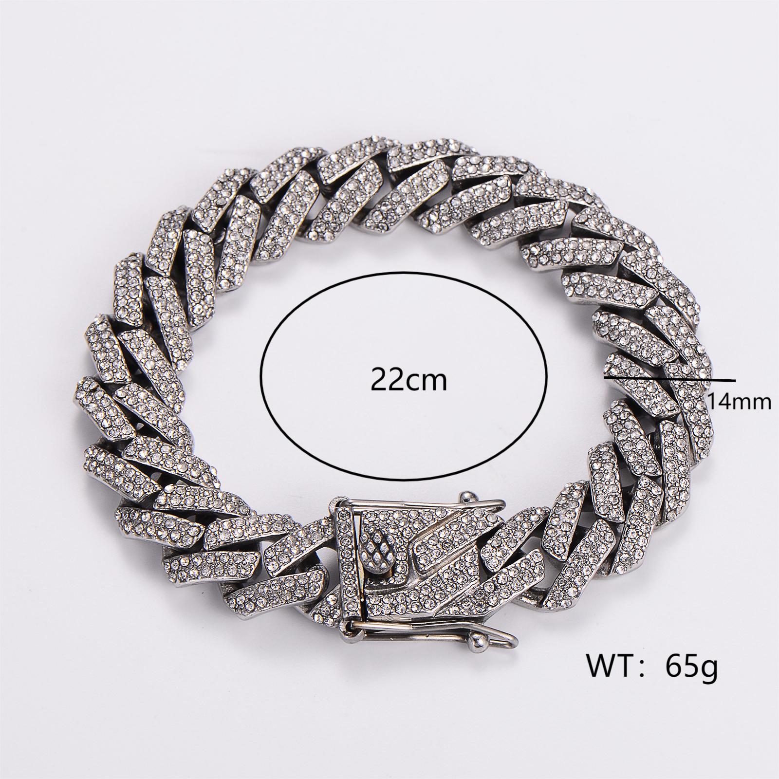 Cool Style Solid Color 304 Stainless Steel Inlay Rhinestones Men's Bracelets display picture 1