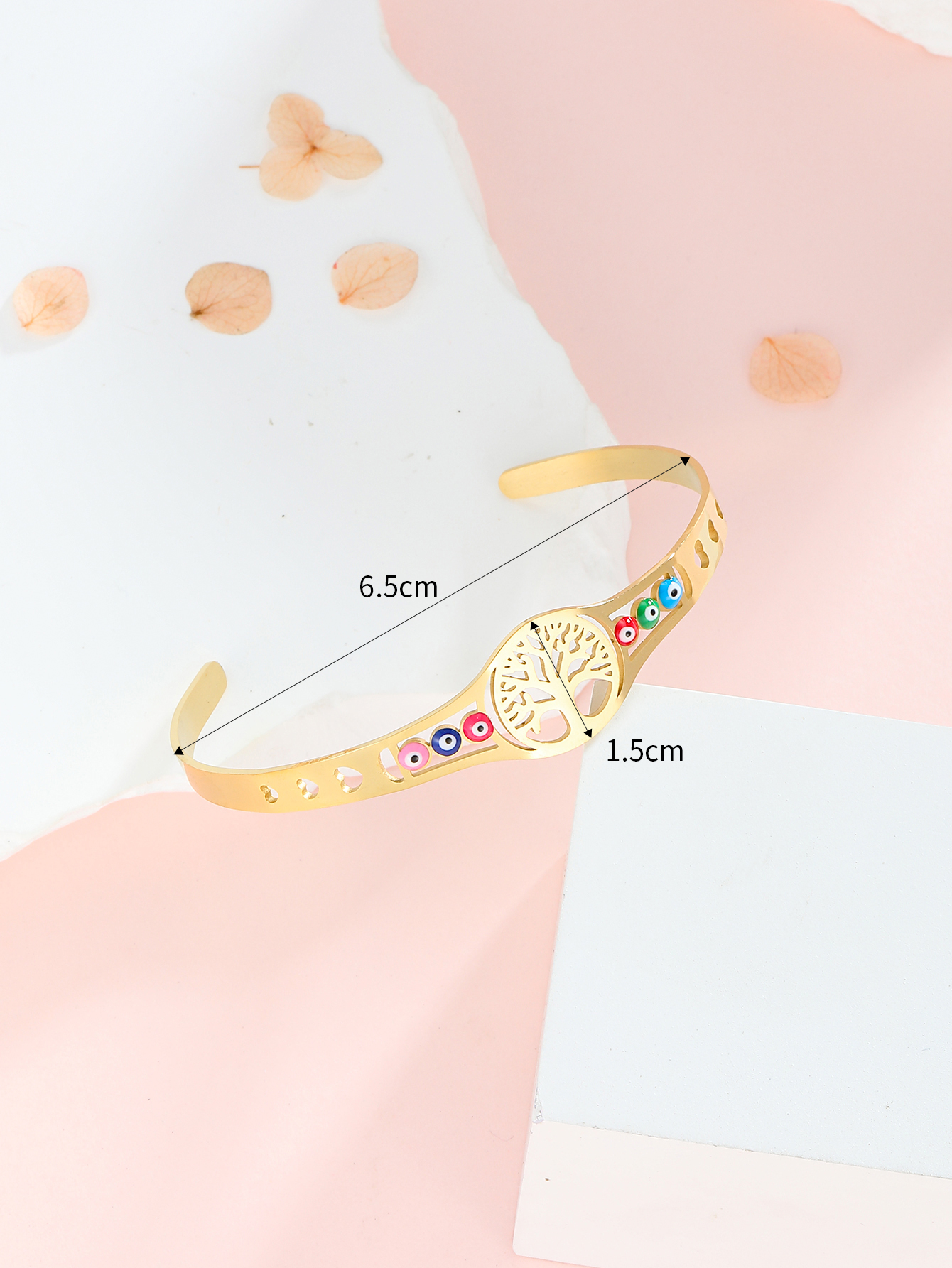 Simple Style Tree Heart Shape Eye 304 Stainless Steel 18K Gold Plated Bangle In Bulk display picture 5