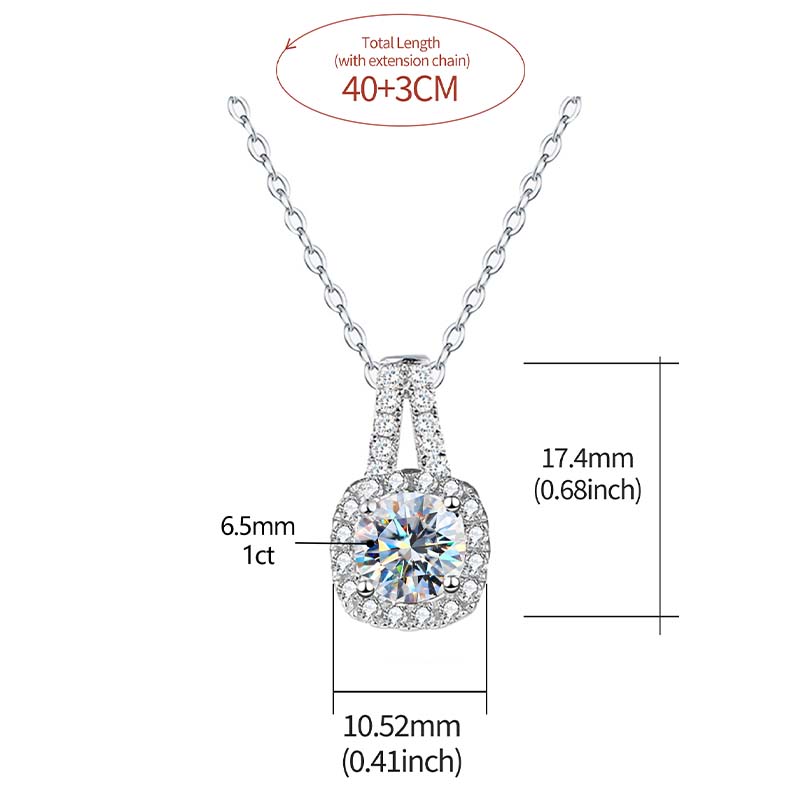 Casual Solid Color Sterling Silver Plating Inlay Moissanite White Gold Plated Pendant Necklace display picture 3
