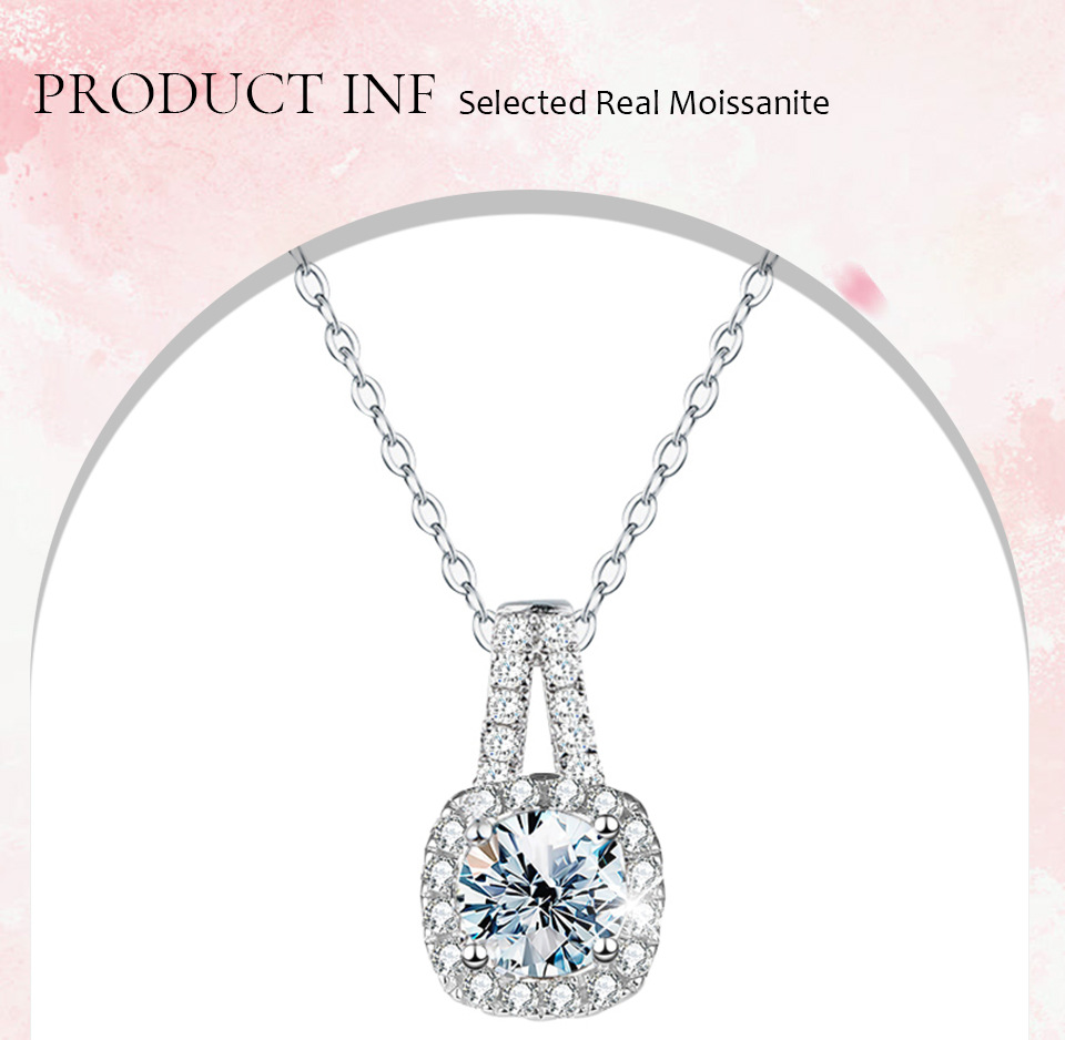 Casual Solid Color Sterling Silver Plating Inlay Moissanite White Gold Plated Pendant Necklace display picture 6