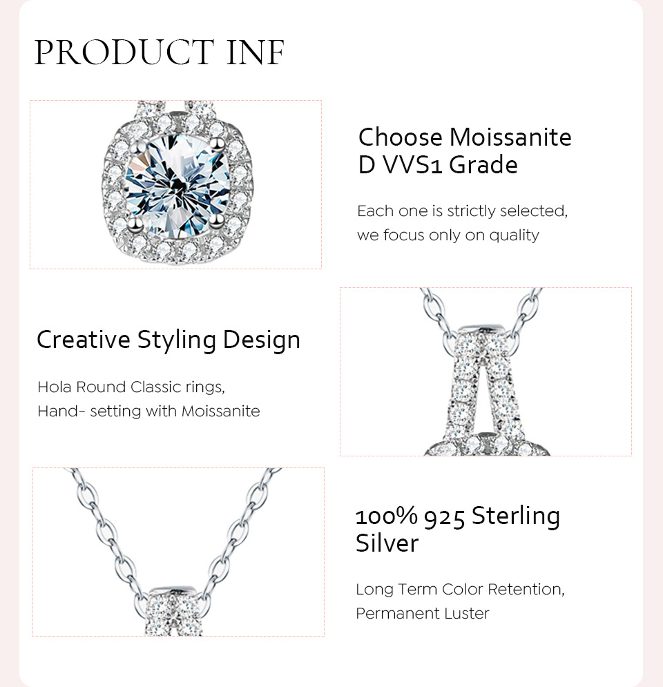 Casual Solid Color Sterling Silver Plating Inlay Moissanite White Gold Plated Pendant Necklace display picture 7