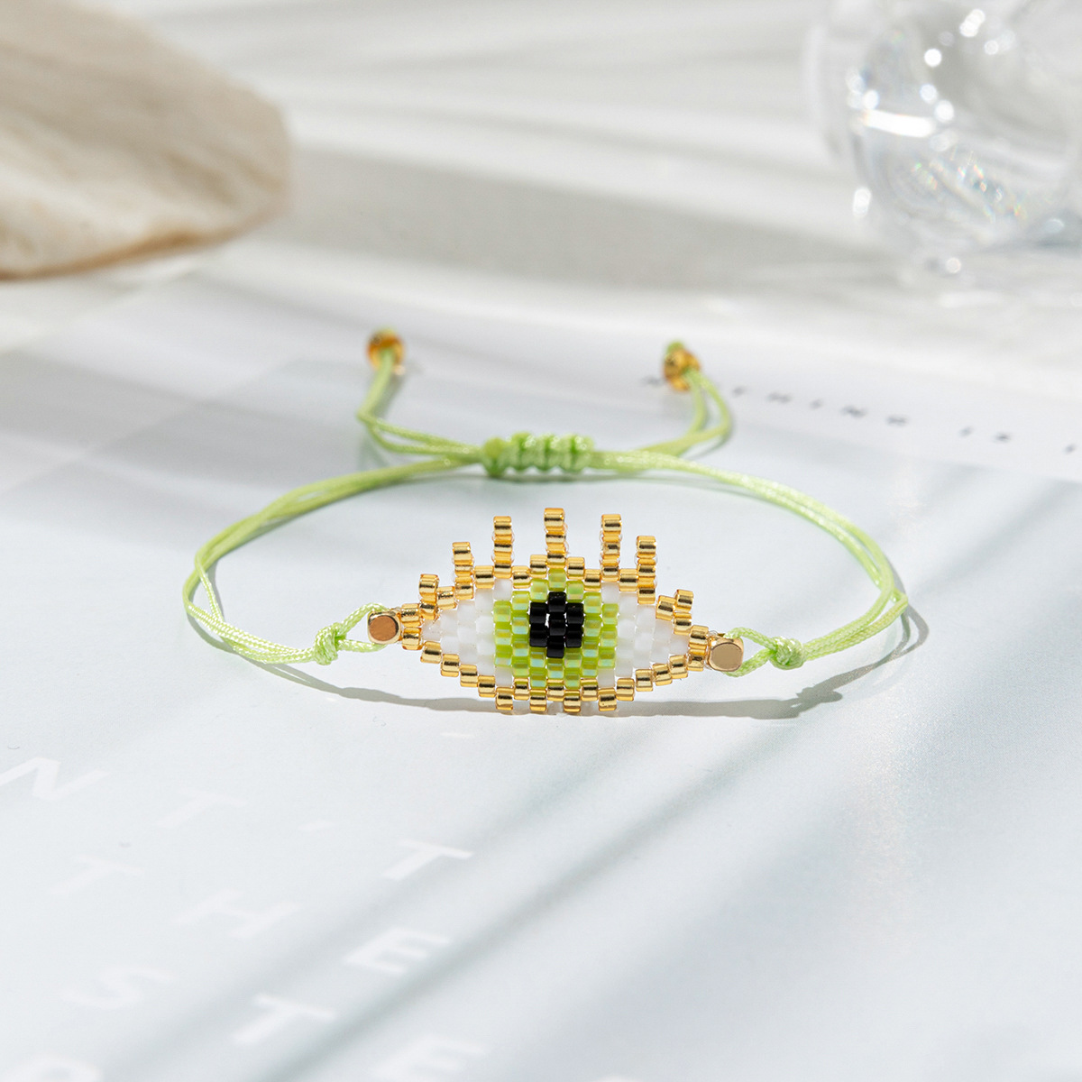 Elegant Vintage Style Devil's Eye Heart Shape Glass Knitting Valentine's Day Women's Bracelets display picture 4