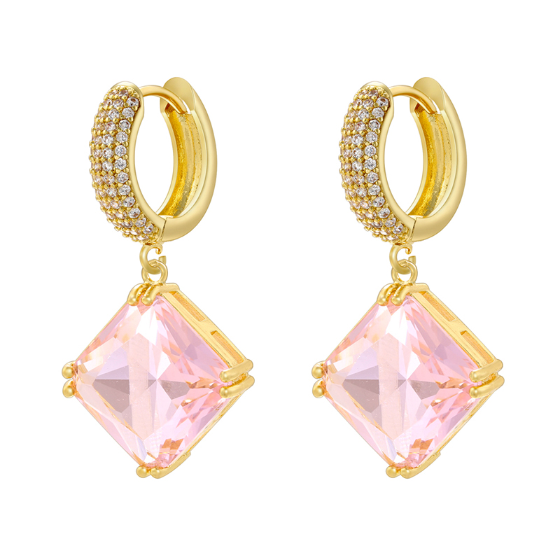 1 Pair Elegant Luxurious Rhombus Plating Inlay Copper Zircon 18k Gold Plated Drop Earrings display picture 7