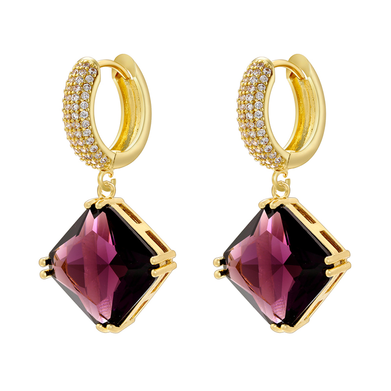 1 Pair Elegant Luxurious Rhombus Plating Inlay Copper Zircon 18k Gold Plated Drop Earrings display picture 10