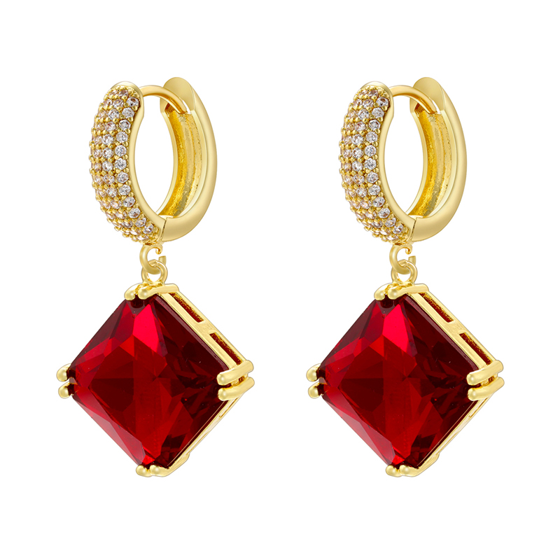 1 Pair Elegant Luxurious Rhombus Plating Inlay Copper Zircon 18k Gold Plated Drop Earrings display picture 6