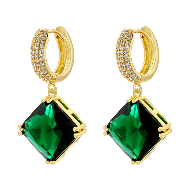1 Pair Elegant Luxurious Rhombus Plating Inlay Copper Zircon 18k Gold Plated Drop Earrings display picture 5